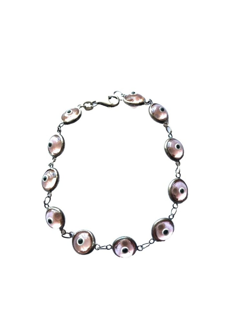 Nazar Turkish Protection Bracelet Evil Eye NOS 9" VTG Sterling Handcrafted